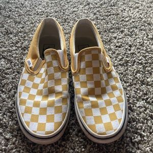 Yellow Checkered Slip on Vans